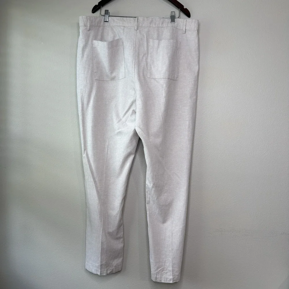Onia Mens 38x32 Linen Cotton Pants Cream Button Fly Straight Lounge Resort Beach